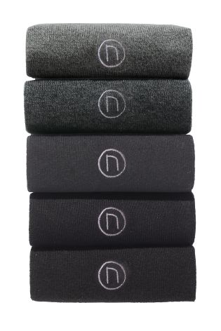 Grey N Embroidered Socks Five Pack